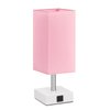 Ambimall Touch Control Table Lamp with 2 USB Charging Ports, 3 Way Touch Lamps Beside Desk, Nightstand Lamp for Bedrooms Living Room, Pink Shade with White Base, LED Bulb Included(Pink)