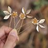Unicra Wedding Hair Pins Flower Hairpins Hair Set Leaf Jewelry Decorative Bridal Hair Accessories for Women and Girls Pack of 3 (Gold)