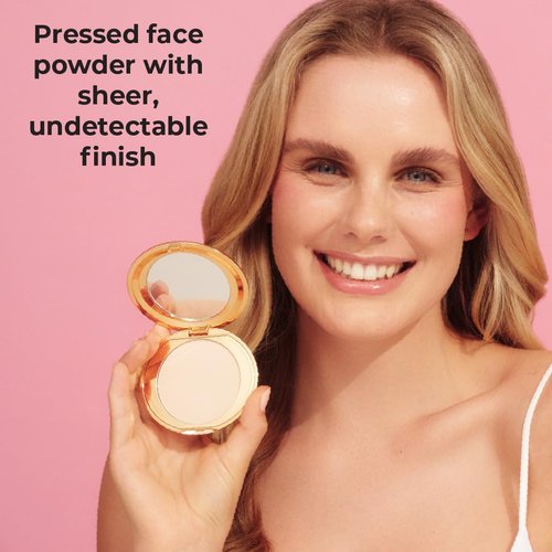 MCoBeauty Miracle Flawless Pressed Powder, Fair Shade, Oil-Control, Soft-Focus Finish with Hydrating Rose Flower Extract & Sweet Almond Oil, Vegan, Cruelty Free Cosmetics