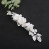 Teyglen Flower Bridal Hair Clips White Flower Wedding Hair Barrette Gold Silver Leaf Flower Headpiece Floral Hair Accessories for Women Girls Party Prom (Silver)