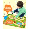 Vanmor Baby Car Toys for 12 Month Old Toys, Musical Playmat with 4 Animal Soft Pull-Back Vehiclefor 1 Year Old, Soft Baby Learning Toys 12-18 Months, 1st Birthday Xmas Gift for Toddlers