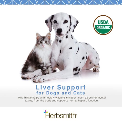 Herbsmith Organic Milk Thistle for Dogs and Cats – Liver Supplement for Dogs & Cats – Made in USA – 500g Powder