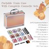 Color Nymph Beginner Makeup Kits For Teens With Train Case Included Full Makeup Kit Eyeshadow Palette Blushes Bronzer Highlighter Lipstick Brushes Mirror（Gold）