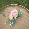 Fangsen Wedding Rose Flower Hair Comb Bridal Headpiece Floral Hair Accessories for Brides and Bridesmaids (Pink)