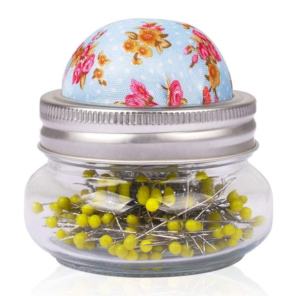 eZAKKA Pin Cushion, Sewing Pins for Sewing with Needle Pin Holder and Glass Bottle 200 Pieces Pearl Needles Quilting Pin Cushion Kit