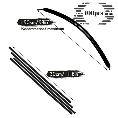 LXZFCRG 260 Balloons Black Long Balloons for Balloon Animals, 100pcs Twisting Balloons for Balloon Garland Animals Modeling Birthday Wedding Party Decorations (Black)