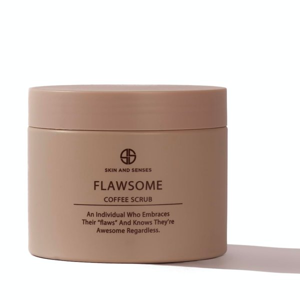 Flawsome 100% Natural Organic Arabica Ground Coffee Cellulite Reducing Body Scrub by Skin and Senses (11.5oz) — With Vitamin E, Carrot Seed Oil, and Coconut Oil