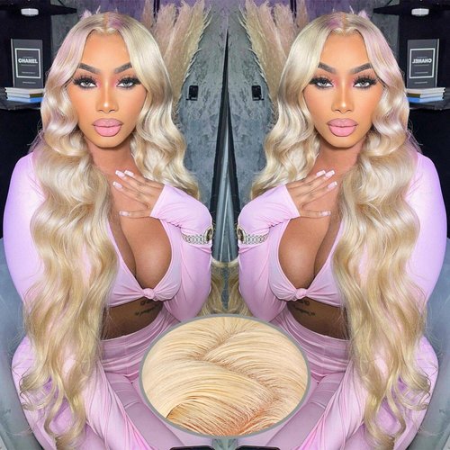 FASHION VILA 613 Lace Front Wig Human Hair 13x4 Blonde Lace Front Wigs Human Hair 180% Density Body Wave 613 Frontal Wig Pre Plucked With Baby Hair (13x4 613 Body Wave Wig, 24 Inch)