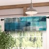 MCALK Turquoise Blackout Kitchen Curtains Tiers and Valances Set 3 Piece for Windows Grey Kitchen Window Curtains Set,Modern Abstract Art Valances for Living Room(36" Tiers Set)
