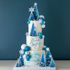 Snowflake Cake Toppers with Blue Ball Cake Decoration for Wedding Cake Decoration Birthday Party Christmas Themed Party Supplies