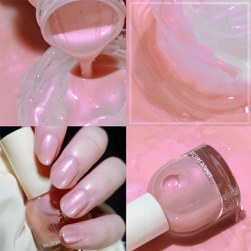 Rosarden Pink Holographic Glitter Nail Polish, Air Dry Reflective Gel Nail Polish, Bright Pink Neon Polish Color, Light Pastel Pink Quick Dry Sparkly Polish for Women Girls, 10ML