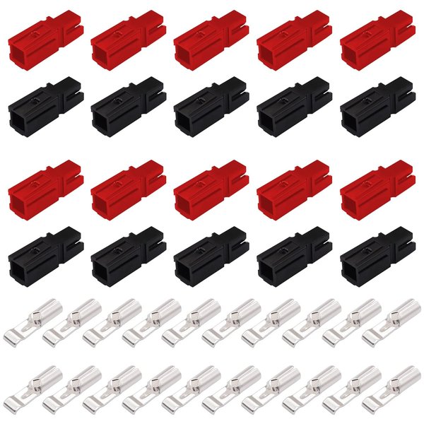 smseace 40Pcs 30Amp Power Connectors 1.5-4mm² (20-12AWG) Quick Disconnect Power Pole connectors,Including 10pcs Red/10pcs Black housing，20pcs 30A Contacts Battery Connector Modular Power Connector