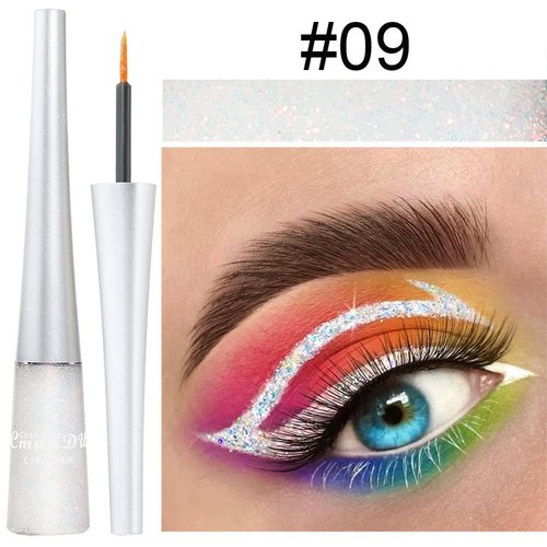 Yeuxtty Pearl White Liquid Glitter Eyeliner Long Lasting Eyeliner Glitter Liquid Liners Quick Drying Liquid Sparkly Glitter Metallic Eyeliner Eye Glitter Makeup for Women