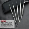 Stelone Pimple Extractor Kit - Professional Blackhead & Acne Tools for Face and Body - Stainless Steel Comedone Extractor Set with Case