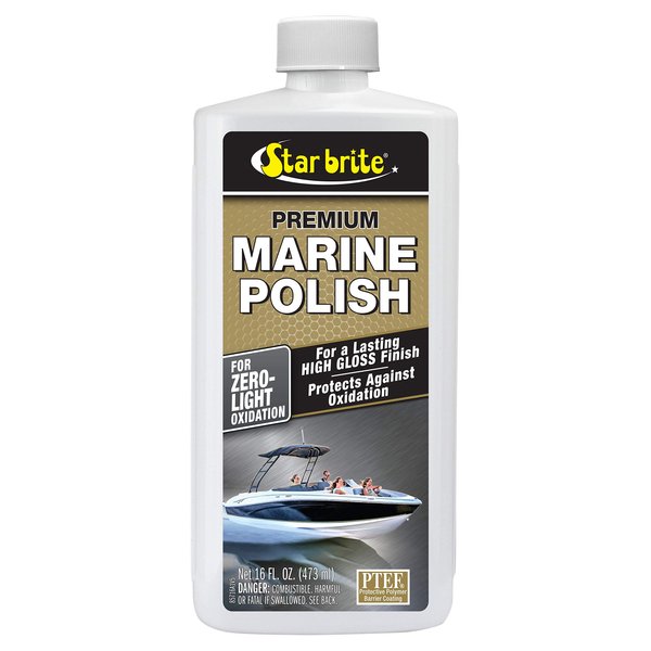 STAR BRITE Premium Marine Polish - Maximum UV Protection & High Gloss Finish - UV Inhibitors Stop Fading, Chalking & Oxidation While Repelling Water, Stains & Marine Deposits - !6 Ounce (085716)