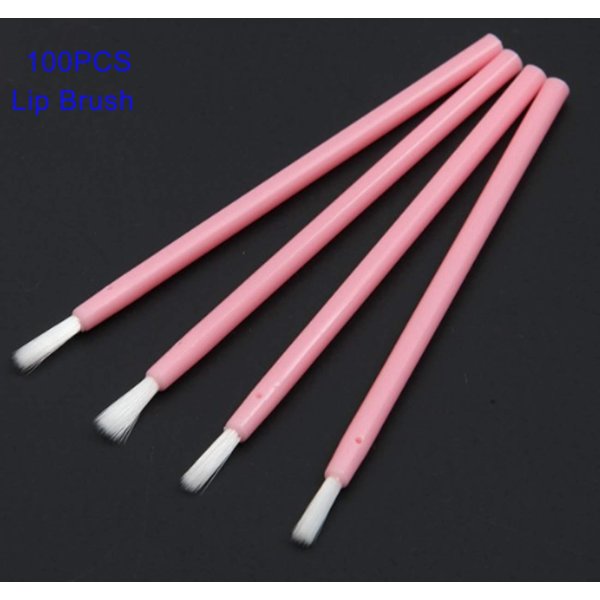 Huachnet Disposable Lipstick Gloss Wands with Pink Handle Makeup Kits-Pack of 100（Pink）