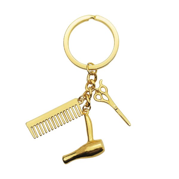 Xiahuyu Hairdresser Hair Dryer/Scissor/Comb Charm Pendant Keychain Keyring, Perfect for Salon Owner Hair Stylist Jewelry Gift Graduation Gift