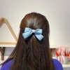 Blue Denim Hair Bow Clips for Women Girls Fashion Pearl Bowknot Alligator Barrette Hairpins Handmade Fall Winter Outfits Decor Accessories Xmas Gift Set 2 pcs