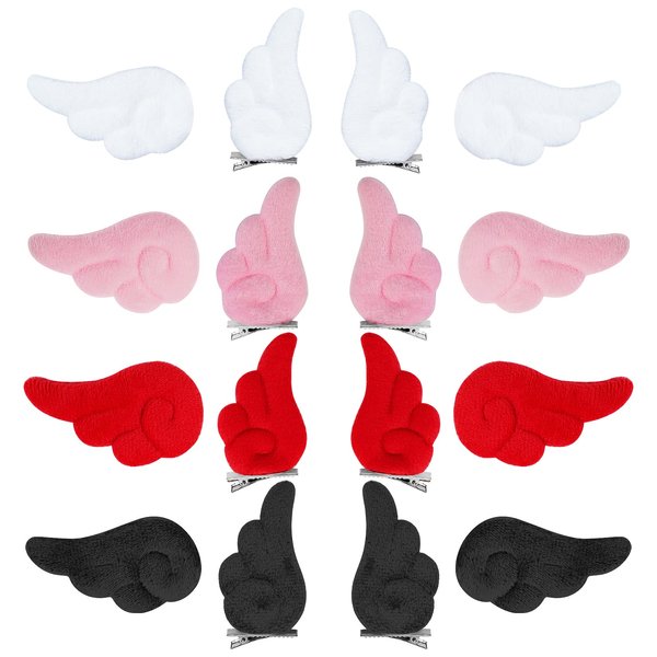 Haakong 16Pcs 4 Color Wings Hair Clips Angel Hairpin Kawaii Hair Accessories Cosplay Accessories Cartoon Hair Clips Plush Hair Cosplay Accessories Kawaii