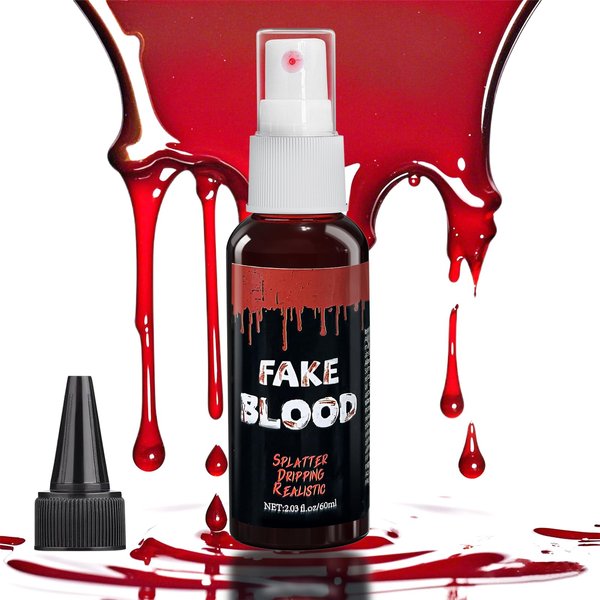 Halloween Fake Blood,Washable Vampire Blood Splatter Makeup,Realistic Edible Bloods for Clothes, Vampire Makeup for Halloween Costume,Theater, Cosplay, Zombie, Special Effects,SFX Makeup