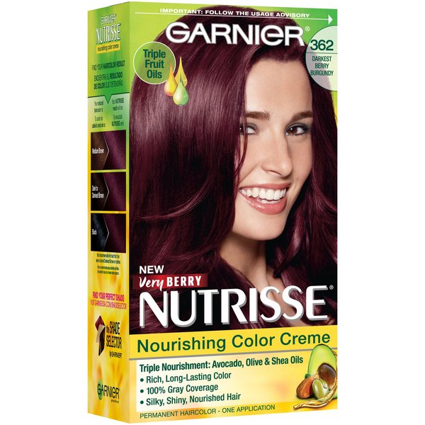 Garnier Nutrisse Nourishing Hair Color Creme, 362 Darkest Berry Burgundy (Packaging May Vary)