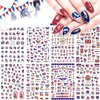 8sheets National Flag Nail Stickers American Independence Day Nail Decal Nail Art Decoration Supplies National Flag Star Butterfly Heart Shape Design for Women Nail Art Accessories