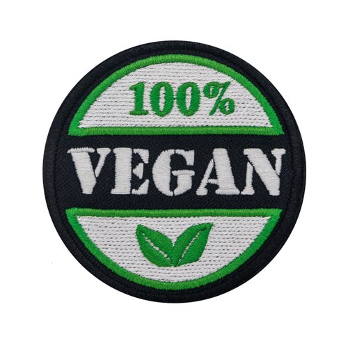 100% Vegan Embroidered Patch – Iron-On, 3.3 x 3.3 inches – Eco-Friendly Badge for Jackets & Bags