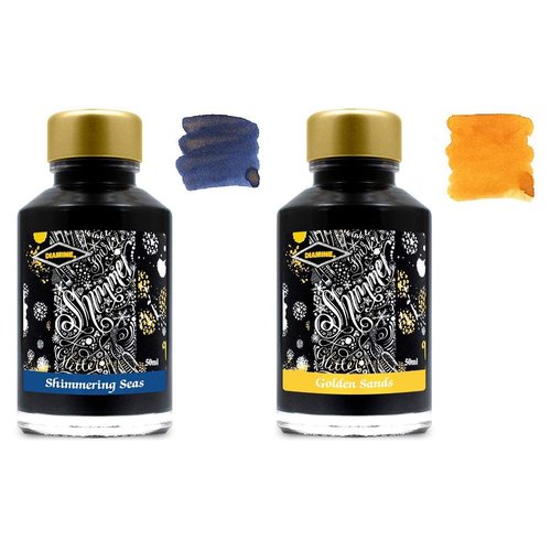 Diamine - 50ml Fountain Pen Shimmer Ink - 2 Pack - Shimmering Seas & Golden Sands