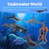 20pcs Mini Ocean Animal Figurines - Realistic Sea Creatures Toy Figures with Sharks, Whales & Diver Figures - Great for Kids' Parties, Cake Topepr & Gift