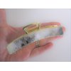 Generic Long gold metal and black gray white marbled acrylic hair claw clip