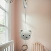 BBYP Baby Hanging Musical Box Toys, Soothing Musical Pulldown Toy with Wooden Teether, Crochet Musical Bear Head Toys for Newborn Infant Baby Toys for 0, 3, 6, 9, 12 Months
