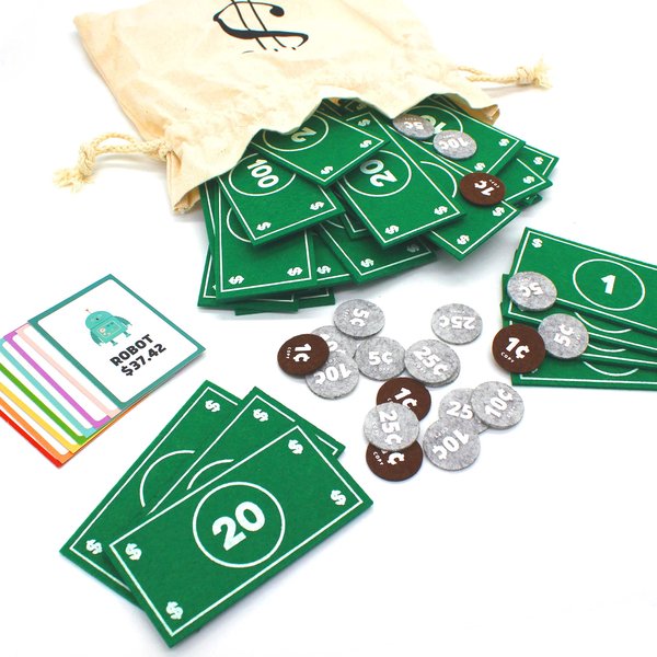 Good Ground Pretend Play Kids Felt Money Educational Montessori Toy Dollars Bills Coins Wallet Childrens Counting Set Toddlers STEM Gift