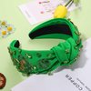 CEALXHENY St. Patrick's Day Headband for Women Green Shamrock Headband Embellished Crystal Rhinestone Knotted Headband St. Patrick's Day Hair Accessories Outfits Irish Holiday Gifts (Shamrock A)