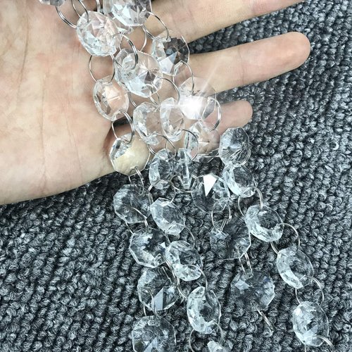 Ollain Crystal Garland 32.8Ft Glass Crystals Beaded Trim Clear Chandelier Octagon Beads Chain for Wedding Party DIY Craft Jewelry Decoration (32.8Ft/10 Strands Crystal Beads)