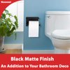 Adhesive Toilet Paper Holder with Shelf, SUS304 Stainless Steel Toilet Paper Roll Holder, Mega Roll Tissue Roll Paper Dispenser, No Drilling or Wall Mounted with Screws (Black Matte)