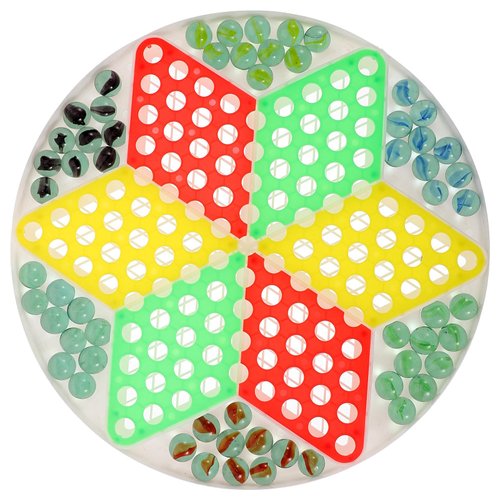 Chinese Checkers Glass Beads, Chinese Checkers Halma Board Game Set, Chinese Draughts Plastic Hexagonal Board Game for Kids Students Children(Diameter 28CM)