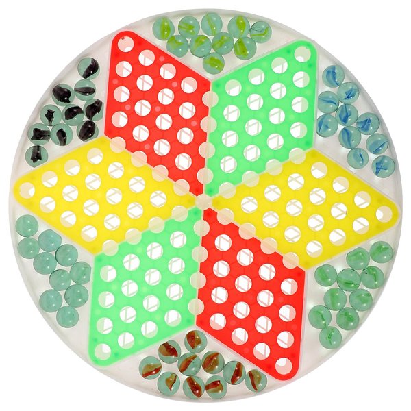 Chinese Checkers Glass Beads, Chinese Checkers Halma Board Game Set, Chinese Draughts Plastic Hexagonal Board Game for Kids Students Children(Diameter 28CM)