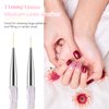 TEOYALL Nail Art Liner Brushes, Fine Line Nail Brush 7/9/11/15/20mm Thin Detail Precision Drawing Brushes for Gel Nail Polish