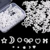 Fcozpjk Muliti Shape Pearl Nail Charms, 600Pcs Flatback White Pearl Charms for Nail Art, Heart Star Moon Bow Nail Charms,Y2K Nail Art, Nail Gems Kit With Gel Glue, Picker Pencil and Tweezers