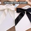 Hair Bow Hair Clips, 2 PCS Satin Ribbon Bow for Women, Hair Bows for Women, Black Bow for Hair,Beige Black Hair Bow Clips, Hair Barrettes with Bow Accessories (Beige Black)