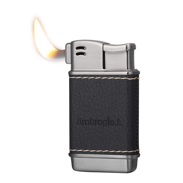 Ambrogio.L Pipe Lighter - Genuine Leather Soft Flame Refillable Butane Lighters for Men