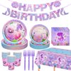 122Pcs Mermaid Birthday Decorations Party Supplies, Party Favors Disposable Dinnerware Set Including Tablecloth, Banner, Plates, Cups, Napkin, Fork, Ocean Party Decorations Serves 24 Guest