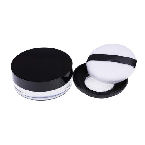 AKOAK Capacity 10 ml(0.33 oz) No Leaks Empty Reusable Plastic Loose Powder Compact Container DIY Makeup Powder Case with Sponge Powder Puff,Elasticated Net Sifter and Threaded Screw Lid
