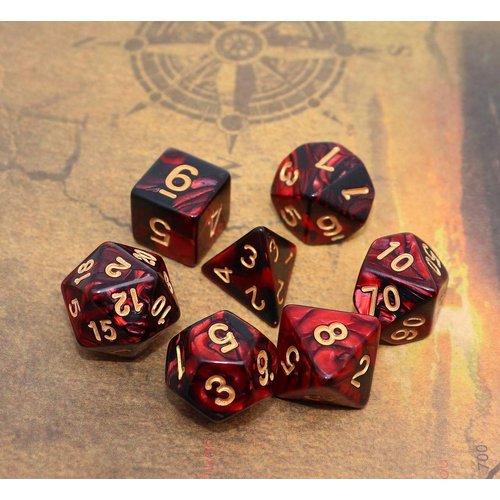 Polyhedral DND Dice Set (6 Colors with Red Black)