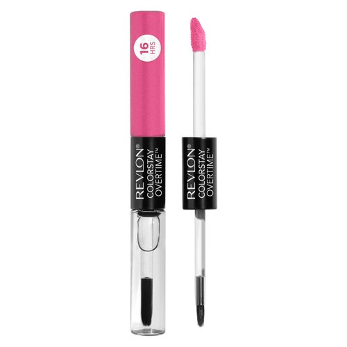 Revlon Liquid Lipstick with Clear Lip Gloss, ColorStay Face Makeup, Overtime Lipcolor, Dual Ended with Vitamin E in Pink, For Keeps Pink (490), 0.07 Oz
