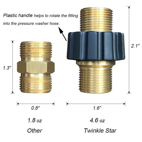 Twinkle Star Pressure Washer Hose Quick Connector, M22 Metric Male Thread Fitting, TWIS375