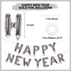 Silver Happy New Year Balloons, 16 Inch Happy New Year Foil Letter Balloons, 2025 New Years Decorations for New Years Eve Party Supplies 2025 New Years Eve Décor