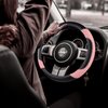 Leather Car Steering Wheel Cover, Non-Slip Car Wheel Cover Protector Breathable Microfiber Leather Universal Fit for Most Cars(Pink)