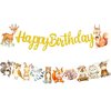 Woodland Animal Birthday Banner 2Pcs Woodland Creatures Banners Forest Animals Cutout Banners Woodland Birthday Party Decorations for kids Woodland Animal Themed Birthday Party Baby Shower Supplies