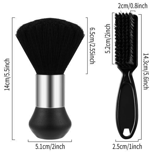 Barber Neck Duster Brush Set - Soft Barber Neck Duster with Barber Trimmer Cleaning Brush, Professional Barber Dusting Hairbrush for Brushing off Hair Around Neckline and Ears